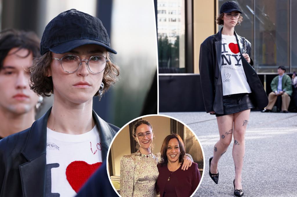 Kamala Harris' stepdaughter Ella Emhoff models 'I Heart NY' T-shirt at NYFW